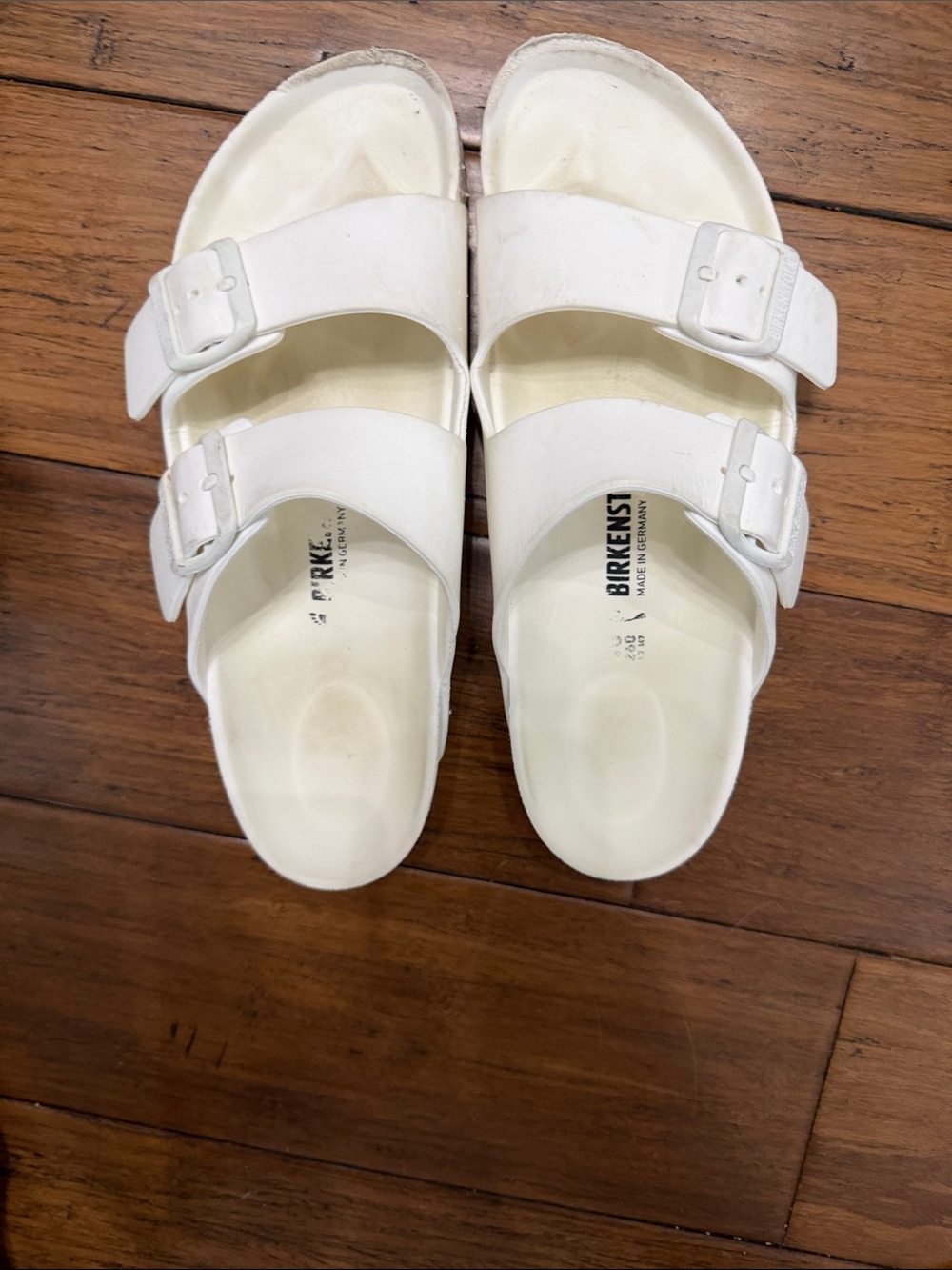 Birkenstock White Two-Strap Slide Sandals